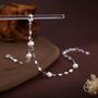 Pearl Beaded Bracelet With Sparkly Disk Chain In Sterling Silver, thumbnail 2 of 11
