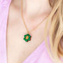 Daisy Flower Pendant Necklace In Green Pearl, thumbnail 1 of 4