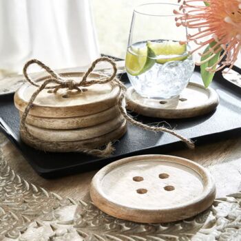 Personalised Six Wooden Button Coasters, 2 of 4