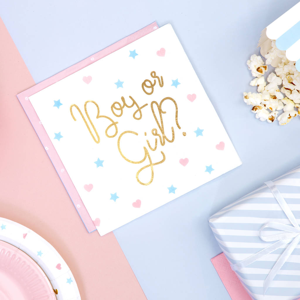 Baby Shower Gender Reveal Party Napkins, 1 of 4