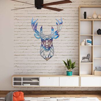 Geometric Stag Head Metal Wall Art For Any Room, 5 of 10