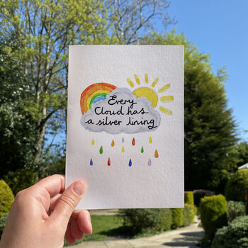 Silver Lining Rainbow Thinking Of You Card, 4 of 5