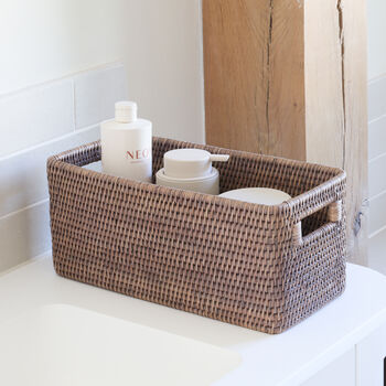 Marbury Taupe Narrow Rectangle Rattan Storage Basket, 3 of 4