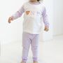 Girls Personalised Lilac Teddy Face Birthday Pyjamas, thumbnail 2 of 11