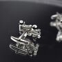 Formula One Car Cufflinks Gift For Him| Silver Racing For Car Enthusiasts, thumbnail 2 of 5