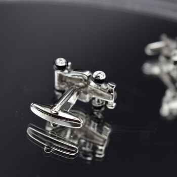 Formula One Car Cufflinks Gift For Him| Silver Racing For Car Enthusiasts, 2 of 5