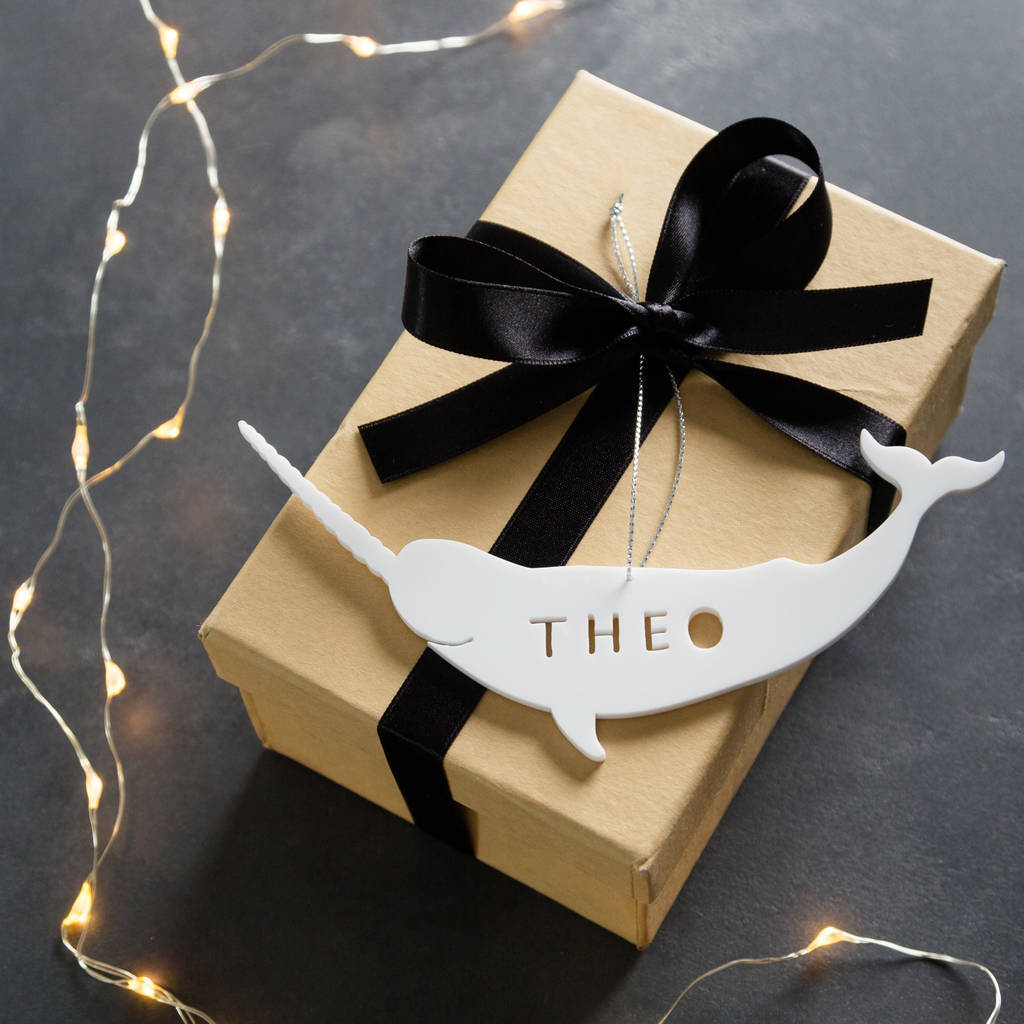 Personalised Narwhal Christmas Gift Tag, 1 of 2