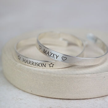 Sterling Silver Engraved Christening Bangle, 5 of 6