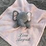 Embroidered Pink And Grey Baby Elephant Comforter, thumbnail 1 of 8