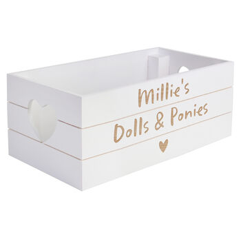 Personalised Text Heart White Wooden Crate Organiser, 5 of 5