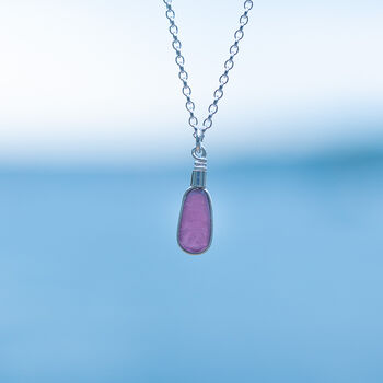 Cornish Sea Glass Pendant Rare Dark Purple, 2 of 6