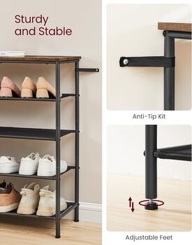 Industrial Shoe Rack With Fabric Shelves, 7 of 11