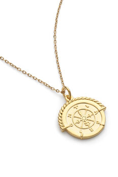Chunky 14k Gold Spinner Medallion Necklace, 3 of 4