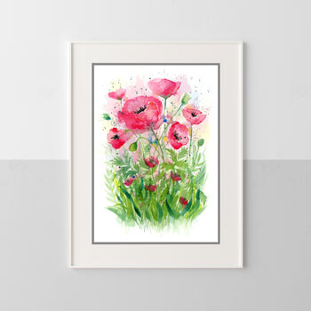 Pink Poppies Watercolour Fine Art Print, 6 of 6