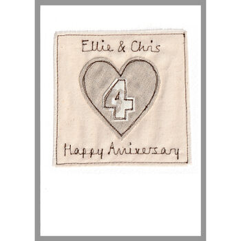 Personalised 4th Linen Wedding Anniversary Card, 8 of 12