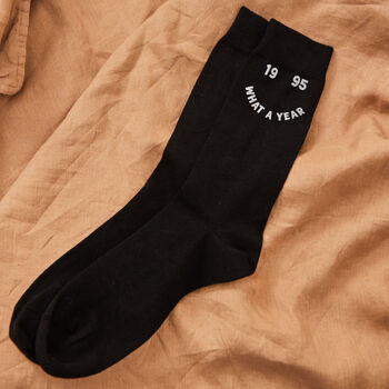 Personalised What A Year Black Socks, 2 of 4