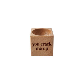 Loft 'You Crack Me Up' Oak Egg Cup In Gift Box | Breakfast | Homeware | Kitchenware, 2 of 2
