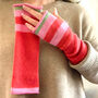 Pure Cashmere Striped Wrist Warmers, thumbnail 1 of 5