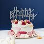 Happy Birthday Silver Glitter Acrylic Cake Topper, thumbnail 1 of 2