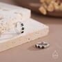 Sterling Silver Dainty Black Opal Huggie Hoops, thumbnail 2 of 11