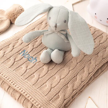 Toffee Moon Luxury Cotton Baby Blanket And Toy Rabbit, 2 of 12