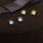 Sterling Silver White Opal Crown Stud Earrings, thumbnail 3 of 12
