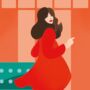 Woman In Red Illustrated Art Print, thumbnail 5 of 6