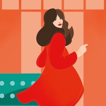 Woman In Red Illustrated Art Print, 5 of 6