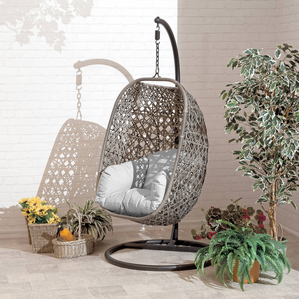 Brampton Luxury Rattan Hangin Cocoon Egg Chair Single By Garden Chic 