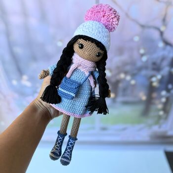 Handmade Crochet Dark Skin Doll, 10 of 12