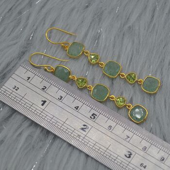 Peridot Green Jade Silver Dangle Earrings, 7 of 8