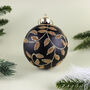 G Decor Black And Gold Leaf Luxury Glass Christmas Bauble Hand Decorated Festive Ornament, thumbnail 3 of 3
