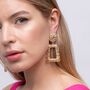 Vintage Hollow Geometric Foil Square Drop Earrings, thumbnail 2 of 8