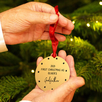 Personalised 'First Christmas As Godfather' Decoration, 2 of 7