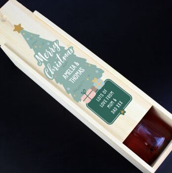 Personalised Merry Christmas Wooden Bottle Box, 2 of 3