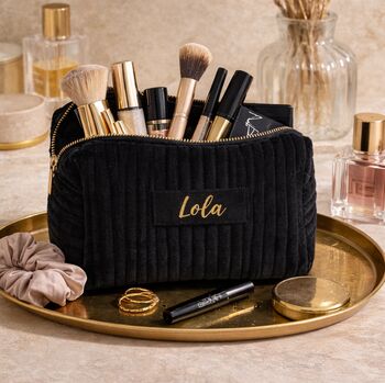 Personalised Soft Velvet Toiletry Makeup Cosmetic Bag, 5 of 9