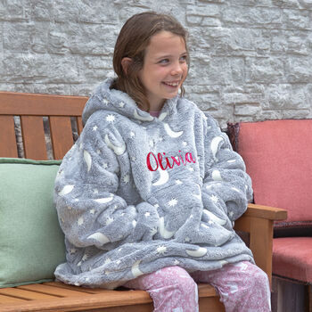 Personalised Kids Glow In The Dark Oversized Hooded Blanket, 3 of 9