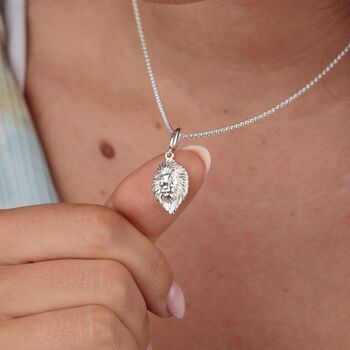 Engraved Lion Head Charm Necklace, 2 of 11