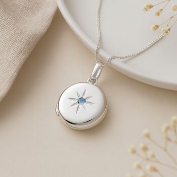 Personalised Sterling Silver December Birthstone Locket – Blue Topaz, 4 of 8