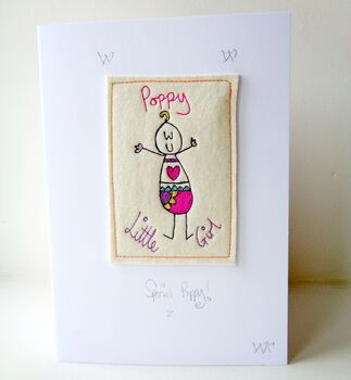 Personalised New Baby Card, Embroidered, 5 of 6