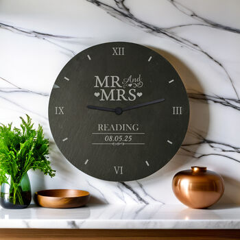 Personalised Mr And Mrs Slate Clock, 3 of 5