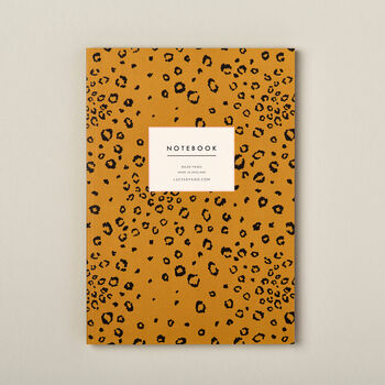 A5 Notebook Mustard Leopard Print Lined Journal, 6 of 9