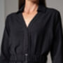 Johanna Black Classic Crepe Midi Shirt Dress, thumbnail 4 of 4