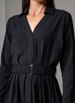 Johanna Black Classic Crepe Midi Shirt Dress, 4 of 4