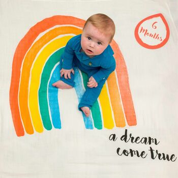 Rainbow Swaddle Blanket Milestone Cards Baby Gift Set, 3 of 8