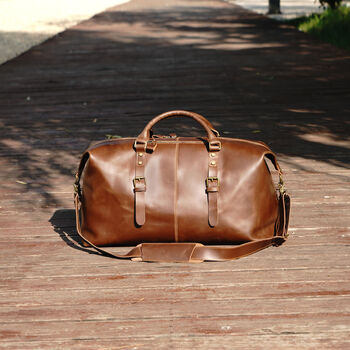 Zip Detail Genuine Leather Holdall, 6 of 12
