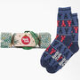 Lobster Fair Isle Bamboo Socks Men's Christmas Cracker Hanging Tree Decoration, thumbnail 1 of 5