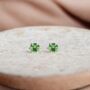 Mini Sterling Silver Peridot Cz Stud Earrings, thumbnail 1 of 7