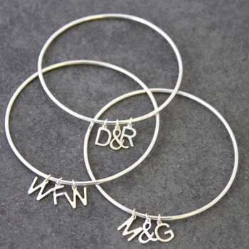 Personalised Letter Charm Bangle, 4 of 6