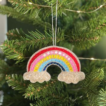 Personalised Beaded Rainbow Christmas Decoration, 2 of 3